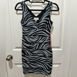 Zebra striped v-neck dress